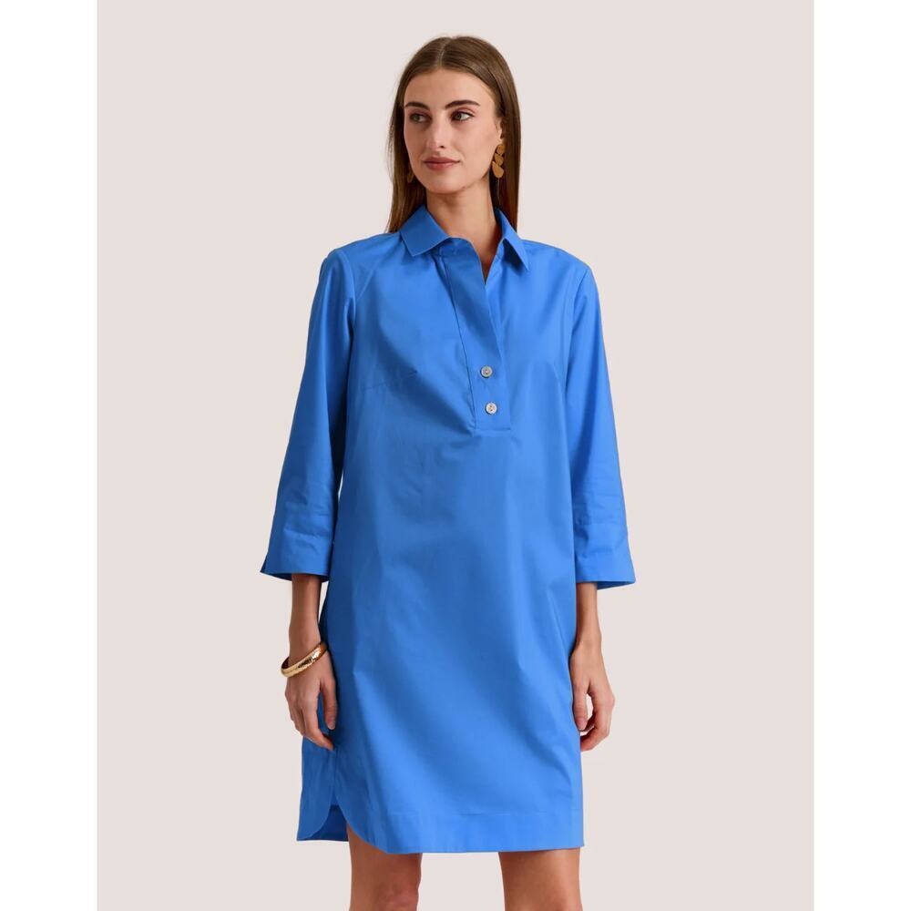 Hinson Wu Aileen 3/4 Sleeve Button Back Shirt Dress Sky Blue Women's Size XXS